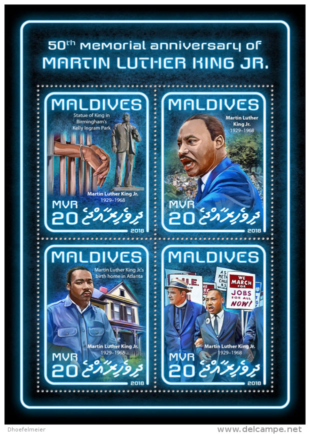 MALDIVES 2018 MNH** Martin Luther King Jr. M/S - OFFICIAL ISSUE - DH1824 - Martin Luther King