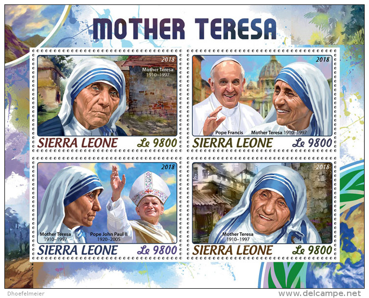 SIERRA LEONE 2018 MNH** Mother Teresa Mutter Teresa Mere Teresa M/S - IMPERFORATED - DH1824 - Mère Teresa