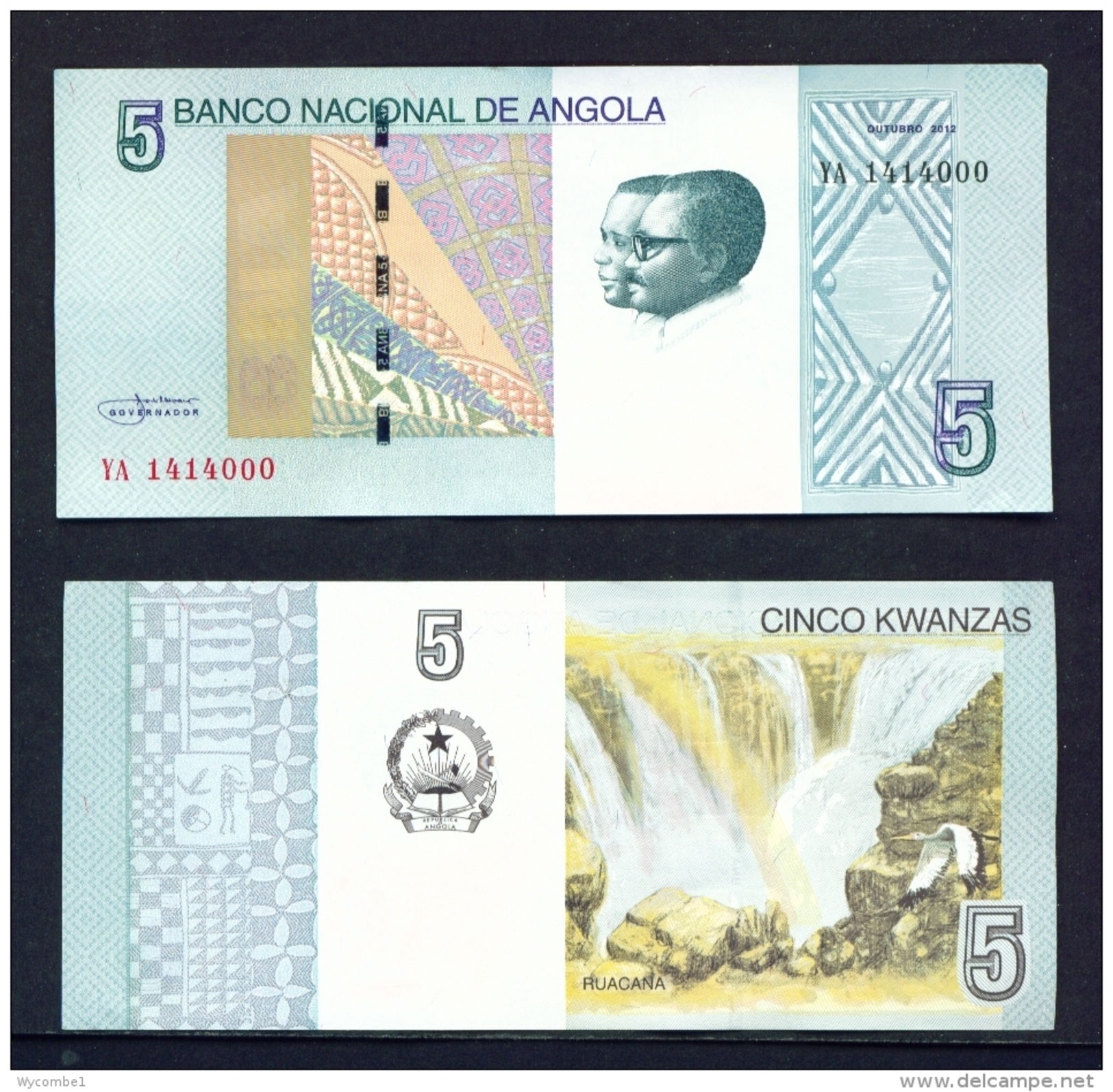ANGOLA  -  2012 5 Kwanzas  UNC Banknote - Angola