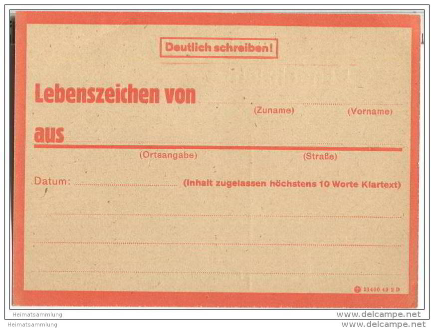 Postkarte - Lebenszeichenkarte - Eilnachricht - 1940er Jahre - Sonstige & Ohne Zuordnung