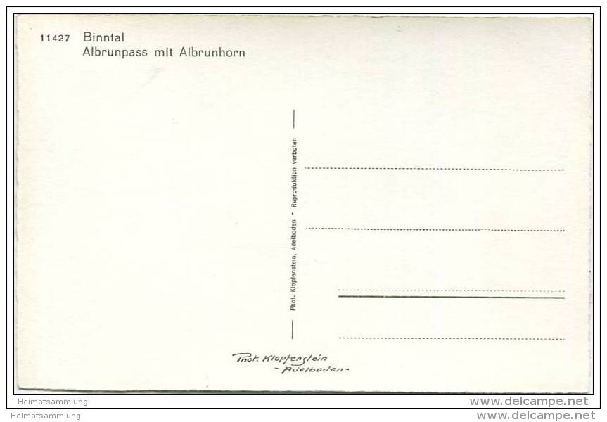 Schweiz - Wallis - Binntal - Albrunpass Mit Albrunhorn - Foto-AK 60er Jahre - Binn