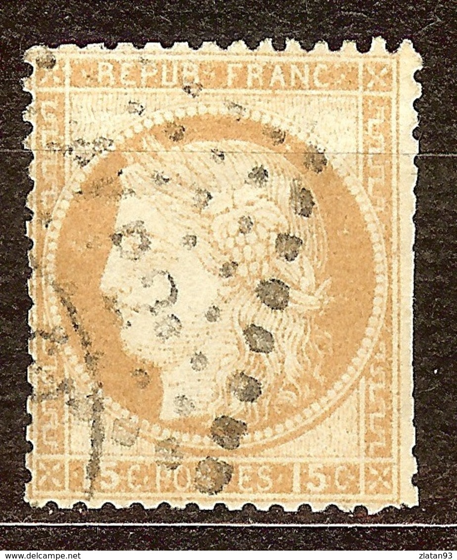 CERES N°55 15c Bistre Oblitéré Losange AMBULANT AV P 2° - 1871-1875 Cérès