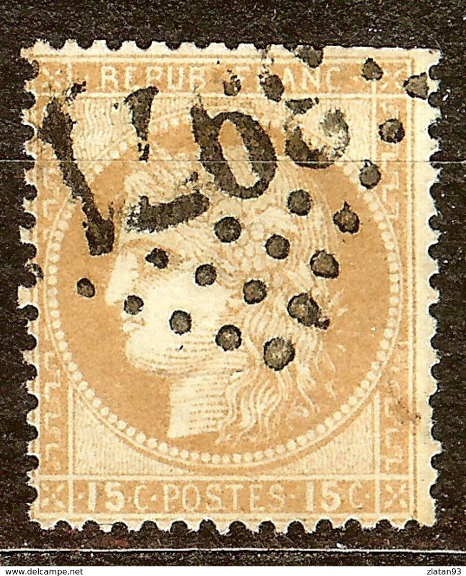 CERES N°55 15c Bistre Oblitéré Losange GC 3971 - 1871-1875 Cérès