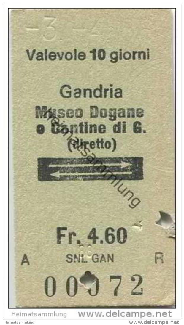 Schweiz - SNL Gandria Museo Dogane E Cantine Di Gandria - Fahrkarte - Europa