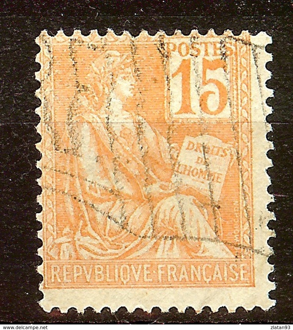 TIMBRE Type MOUCHON N°117 15c Orange Oblitéré DRAPEAU - 1900-02 Mouchon