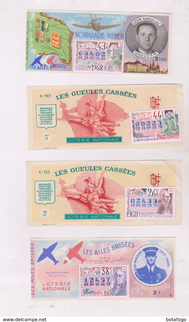 4 BILLETS DE LOTERIE ANNEE 1968! - Billets De Loterie