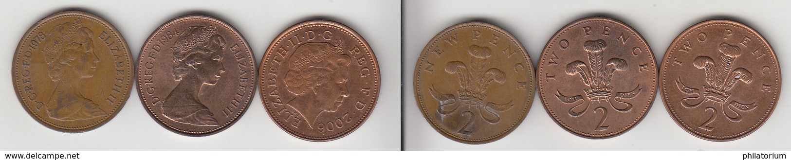 Grande Bretagne 2 Pence 1978 + 1984 +  2006 - E. 2 Pence