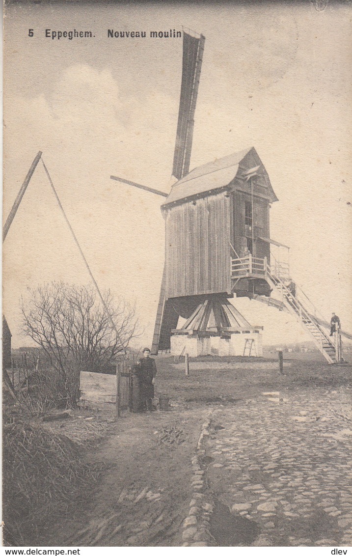 Eppeghem -  Nouveau Moulin - Nieuwe Molen - Geanimeerd - 1910 - Uitg. N. Laflotte, Brussel - Windmills