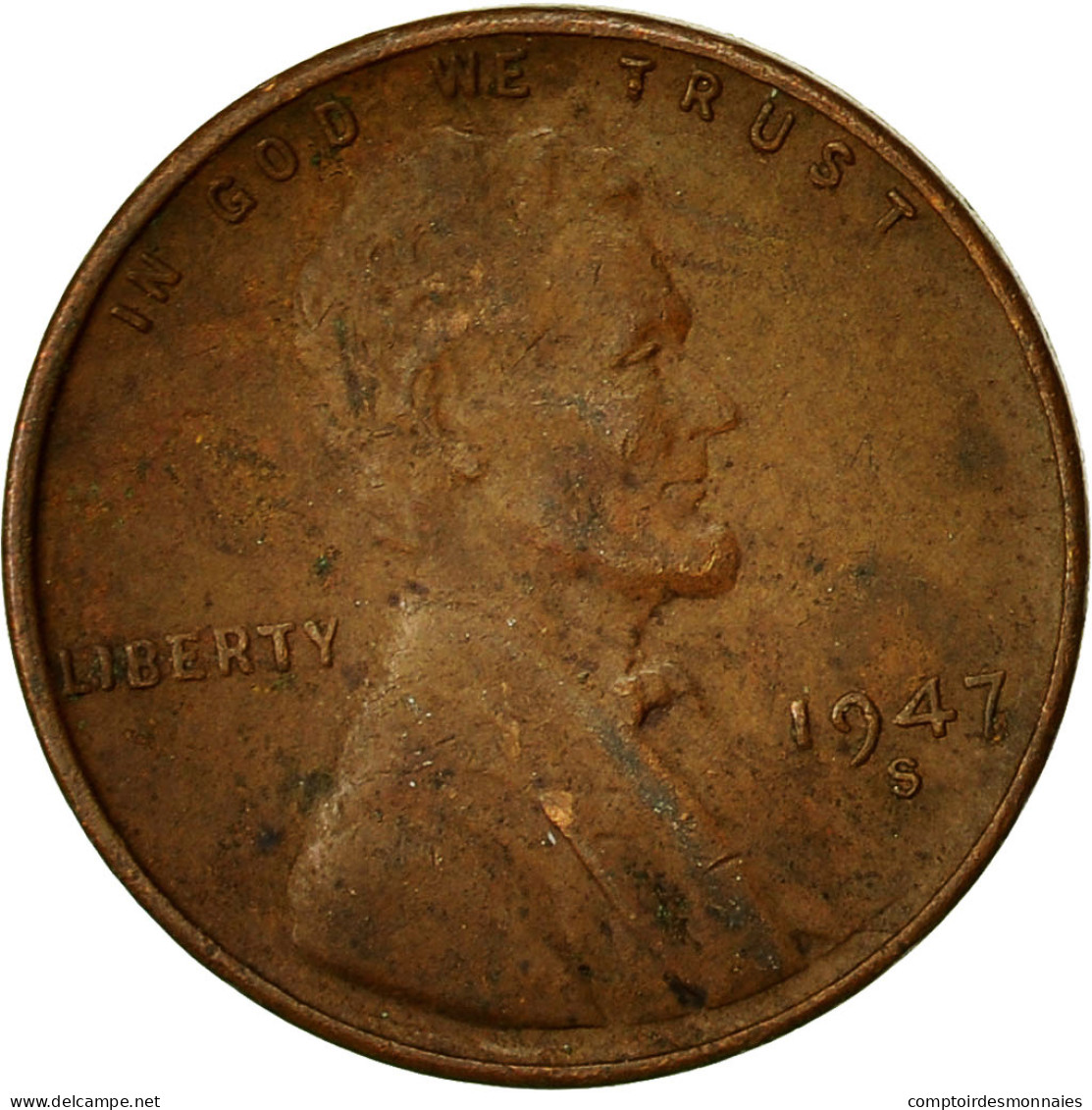 Monnaie, États-Unis, Lincoln Cent, Cent, 1947, U.S. Mint, San Francisco, TB - 1909-1958: Lincoln, Wheat Ears Reverse