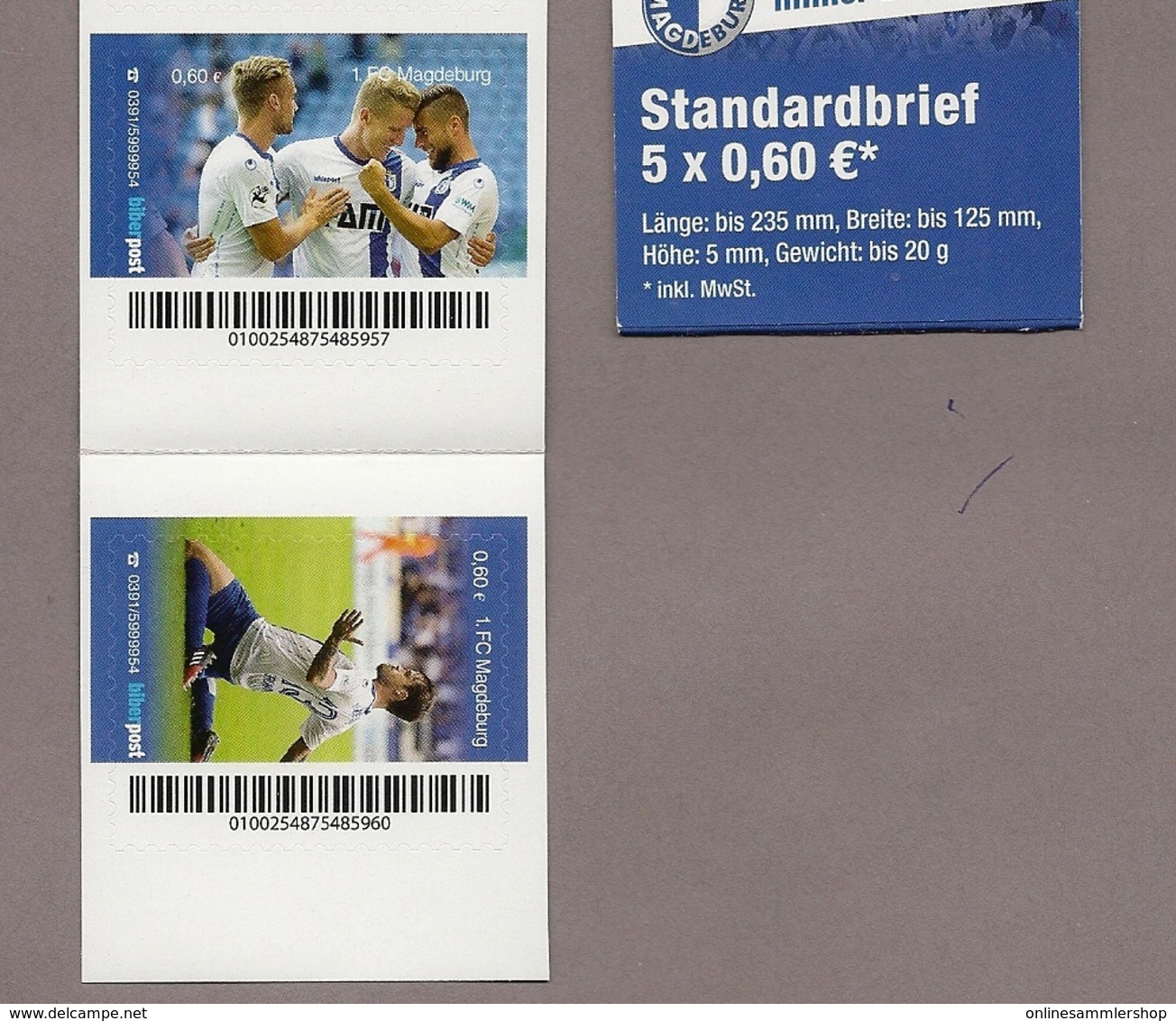 Privatpost- Biberpost - Markenheft Booklet - Fußball Fútbol Soccer Football - 1. FC Magdeburg - 1. FCM - Aufstieg - 5 W - Ungebraucht