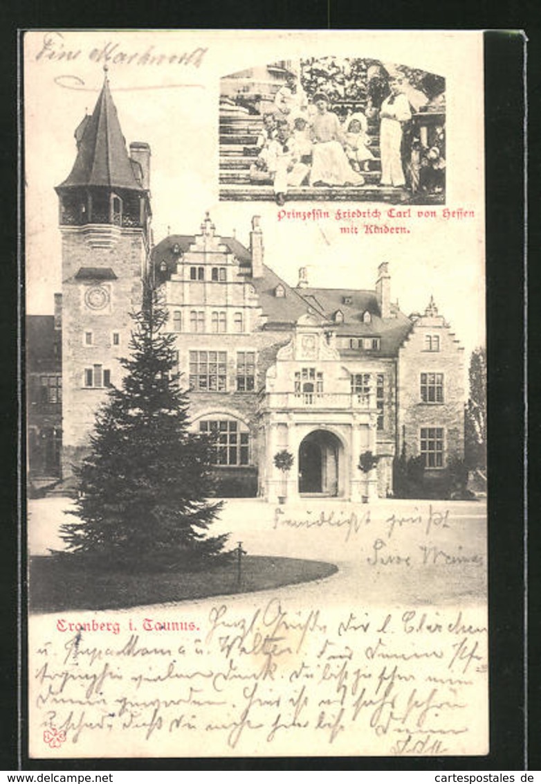 AK Kronberg, Prinzessin Friedrich Carl Von Hessen Mit Kindern, Schloss - Case Reali