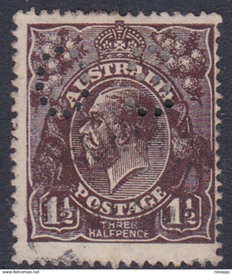 Australia SG O64 1918 King George V,three Half Penny Black Brown,Large Multiple Watermark,perforated Small OS, Used - Neufs