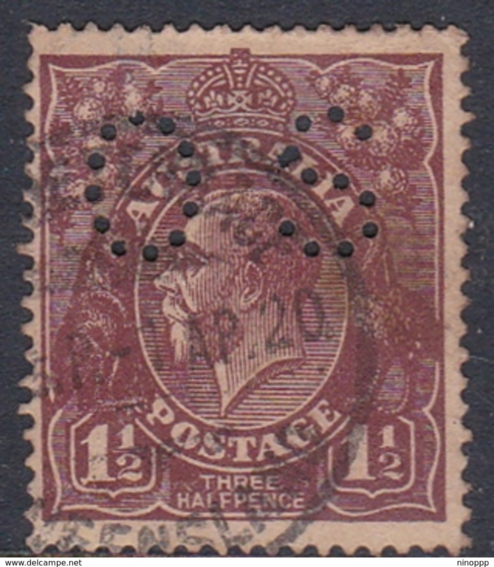 Australia SG O68 1918 King George V,three Half Penny Black Brown,perforated Small OS, Used - Oblitérés