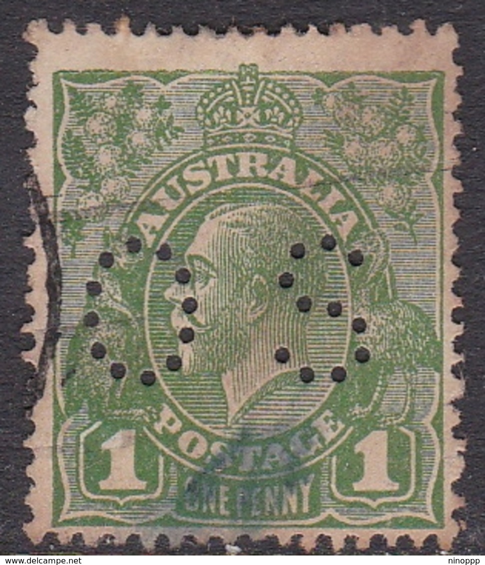 Australia SG O89 1924 King George V,1d Green,perforated Small OS, Used - Gebruikt