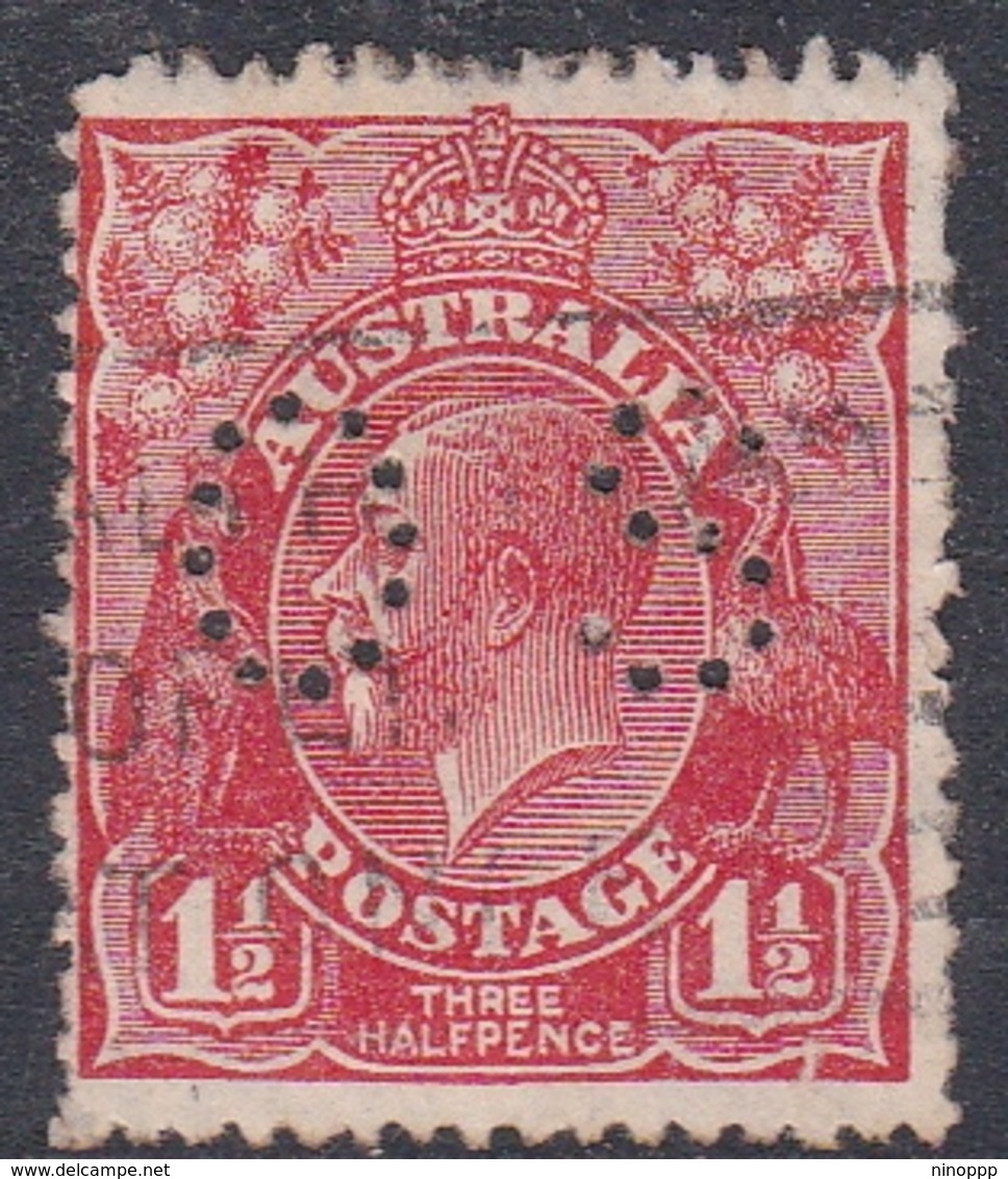 Australia SG O100 1924 King George V,three Half Penny Scarlet Perf 13.5.12.5,perforated Small OS, Used - Oblitérés