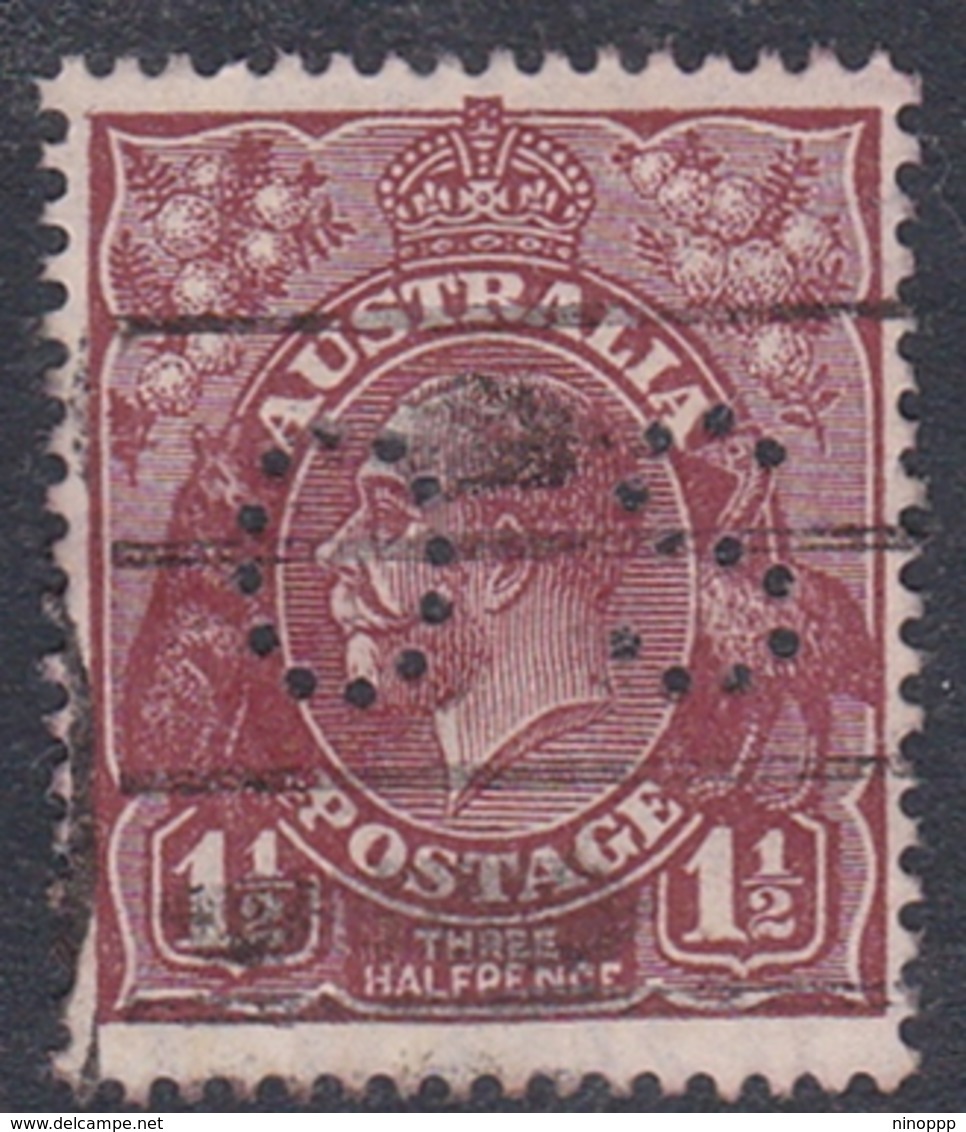 Australia SG O102 1924 King George V,three Half Penny Brownt Perf 13.5.12.5,perforated Small OS, Used - Oblitérés