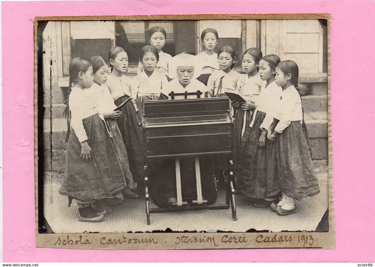 SCHOLA CANTORUM  CADARS  1913 Canton De Valence,diocèse D'Albi (Tarn), MISSION COREE Photo Décollée D'un Album - Anonymous Persons