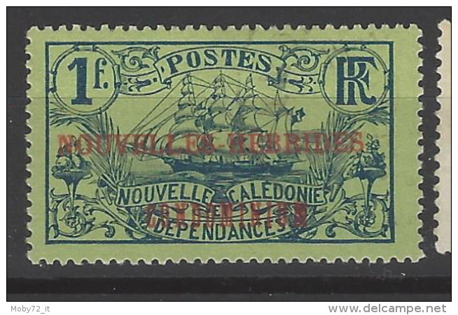 Nuove Ebridi - Occupazione Francese - 1910 - Nuovo/new MH - Sovrastampati - Mi N. 19 - Unused Stamps