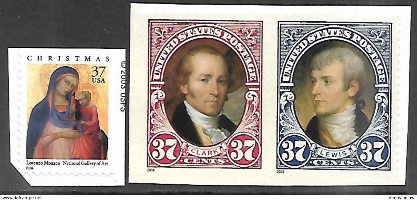 US   2004  Sc#3855-6 Lewis & Clark, 3879 Madonna & Child MNH   Face $1.11 - Unused Stamps