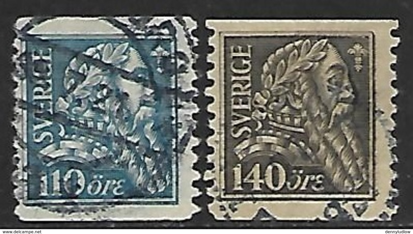 Sweden 1921  Sc#195-6  110ore & 140ore  Used  2016 Scott Value $16 - Gebraucht