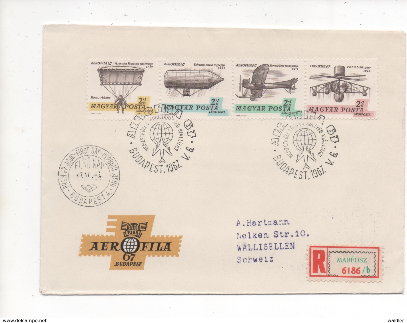 FDC UNGARN - AERO-FILA 67   Mi 2317-20  1967 - FDC