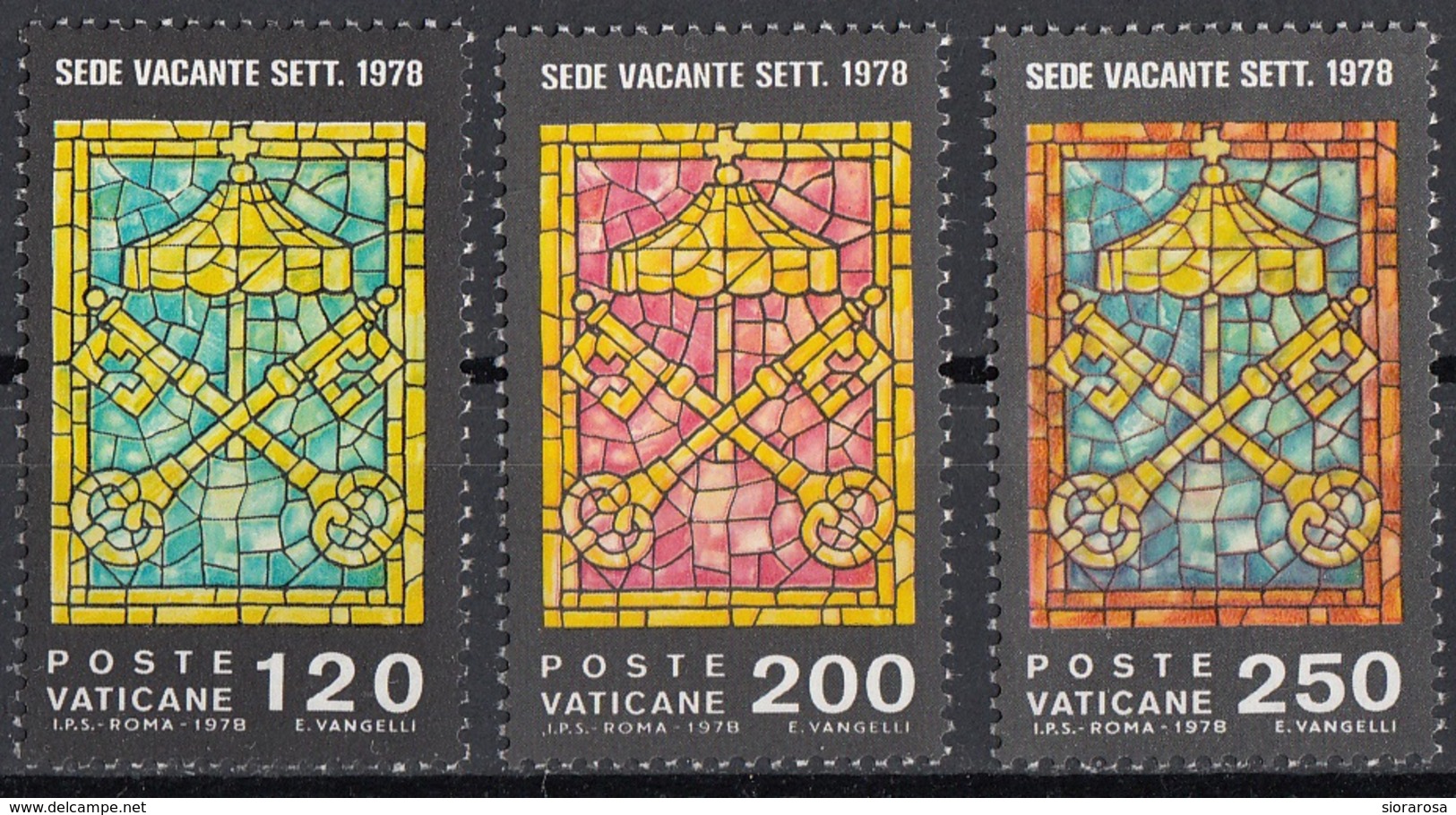 Vaticano 1978 Blf. 641/643 Vetrate Sede Vacante . Insegne Del Ciambellano MNH Full Set - Glas & Fenster