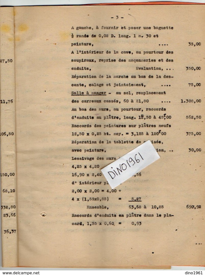 VP12.554 - 1946 - Etat Des Réparations Locatives..pour Location De L'Immeuble Sis à BUSSIERES - Architecte ROUSSEAU - Collections