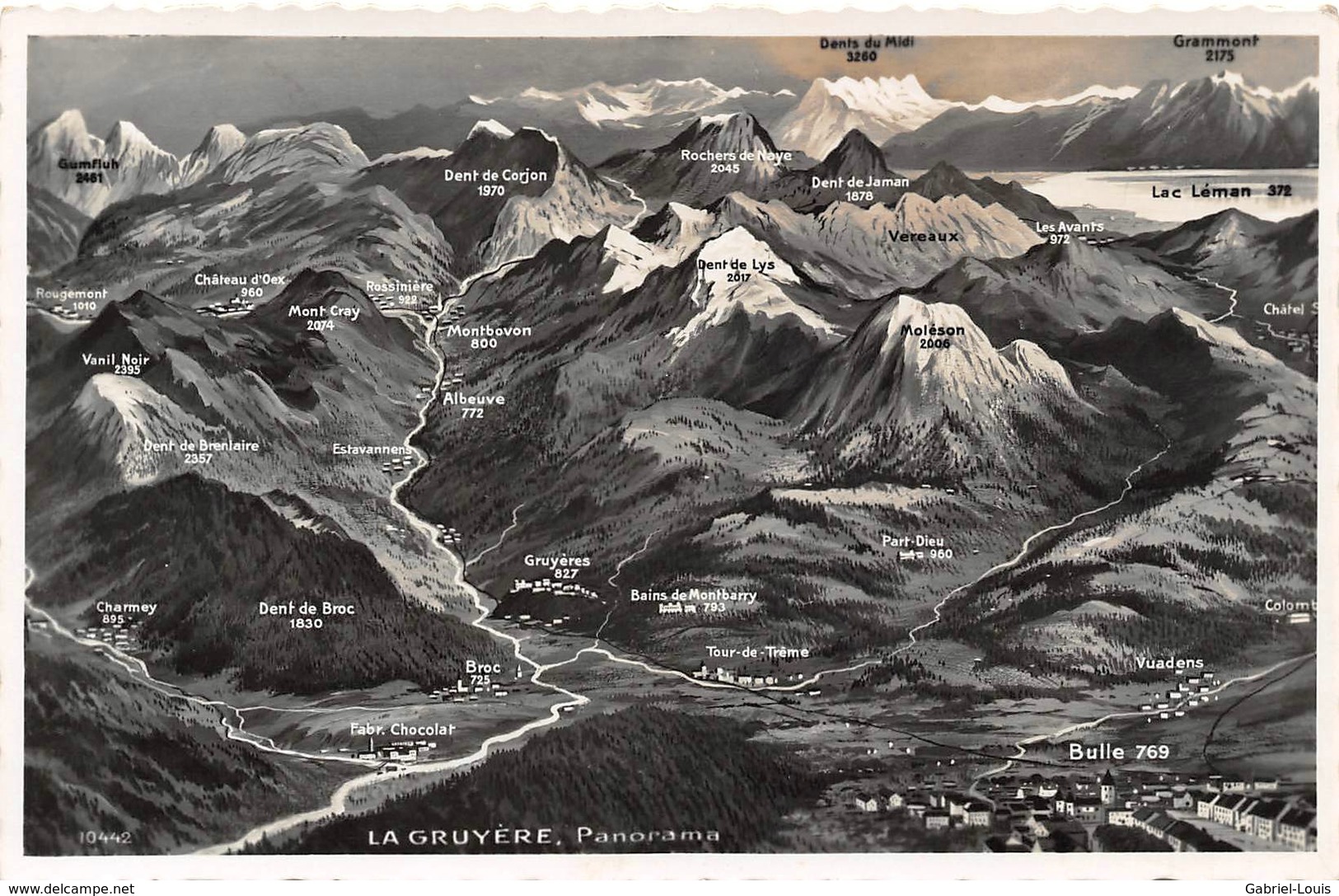 La Gruyère, Panorama - Bulle - Broc - Moléson - Charmey - 1941 - Broc