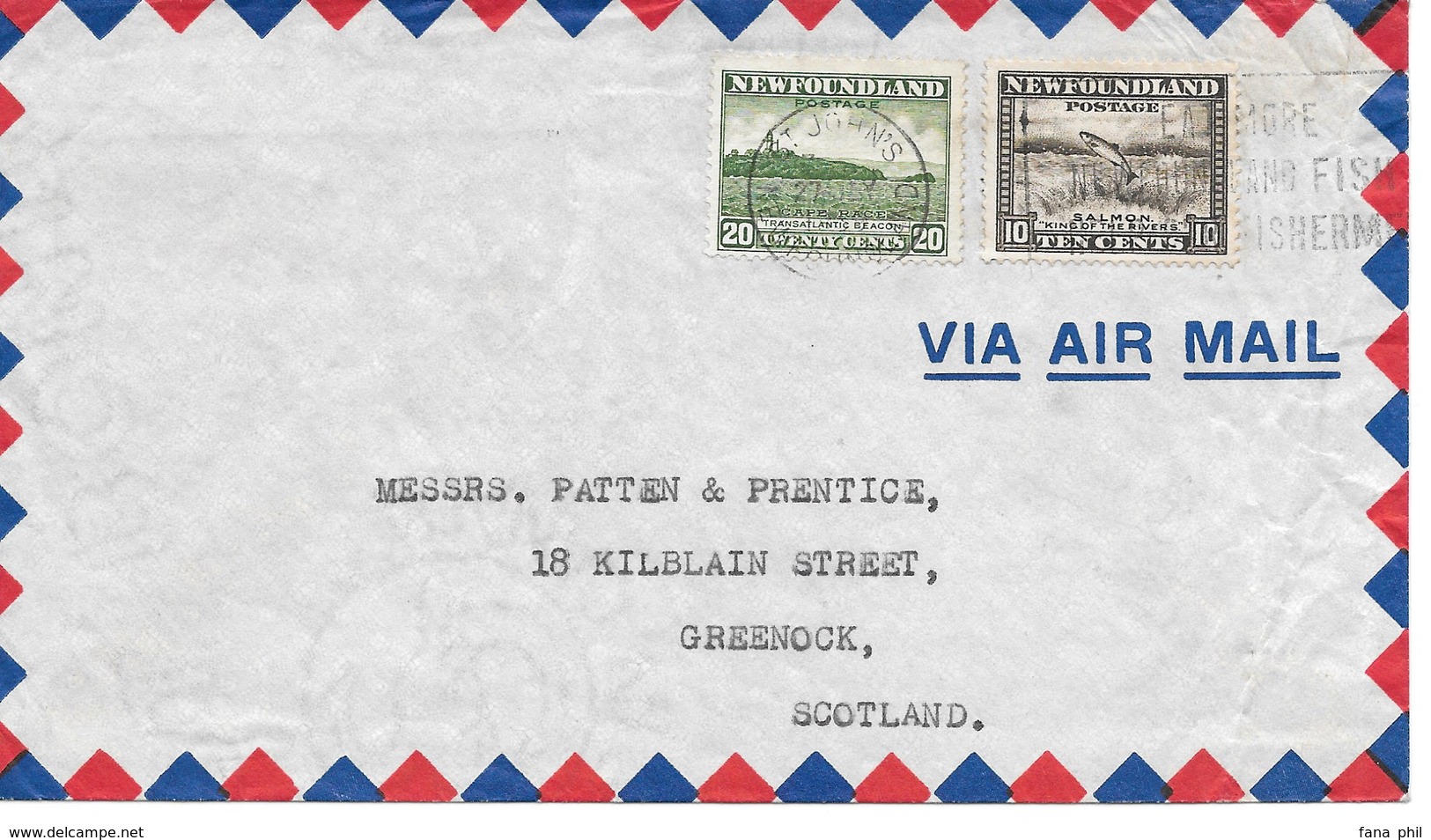 PANAM - 1939 - FAM-18 NEWFOUNDLAND Airmail Cover To SCOTLAND - TERRE NEUVE PAR AVION Pour Ecosse - Flugzeuge