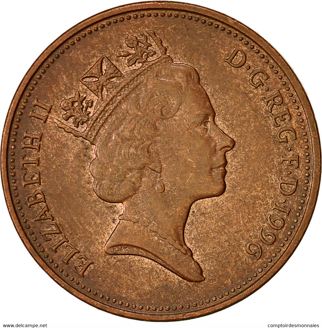 Monnaie, Grande-Bretagne, Elizabeth II, 2 Pence, 1996, TB+, Copper Plated Steel - 2 Pence & 2 New Pence