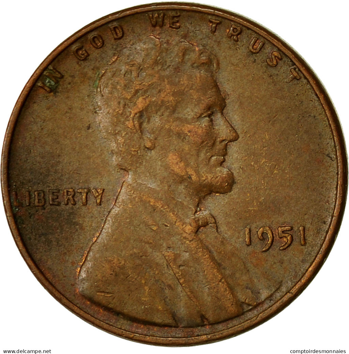 Monnaie, États-Unis, Lincoln Cent, Cent, 1951, U.S. Mint, Philadelphie, TB - 1909-1958: Lincoln, Wheat Ears Reverse