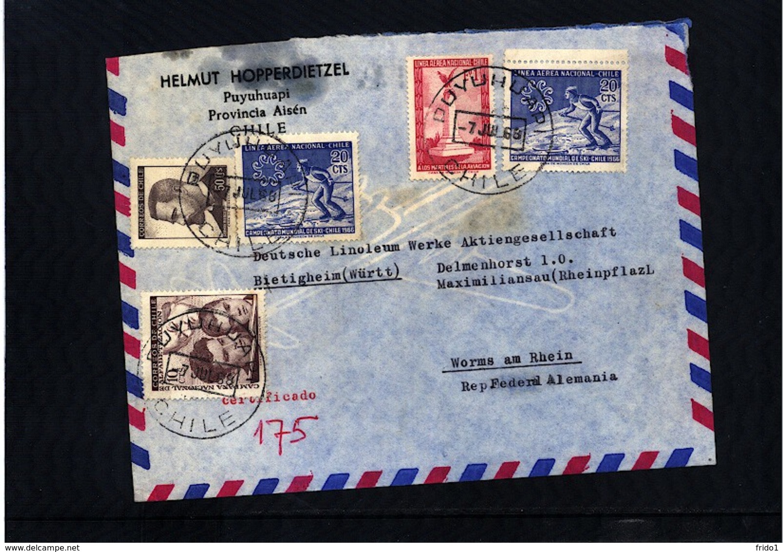 Chile Interesting Airmail Registered  Letter - Cile