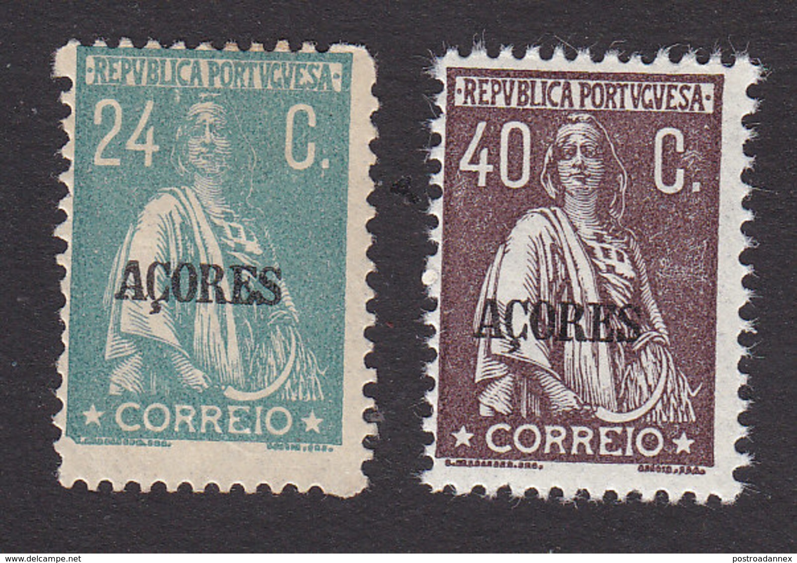 Azores, Scott #194, 202, Mint Hinged, Ceres Overprinted, Issued 1912 - Açores