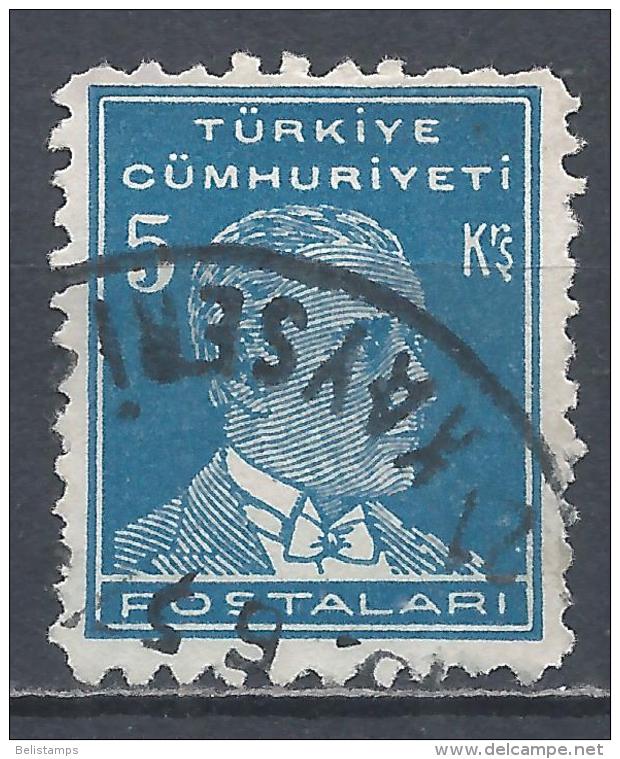 Turkey 1950. Scott #1024 (U) Mustafa Kemal Pacha (1881-1938), Statesman - Oblitérés