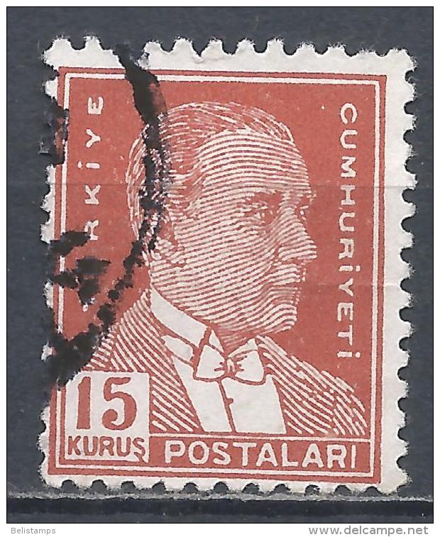 Turkey 1953. Scott #1124 (U) President, Kemal Atatürk - Oblitérés