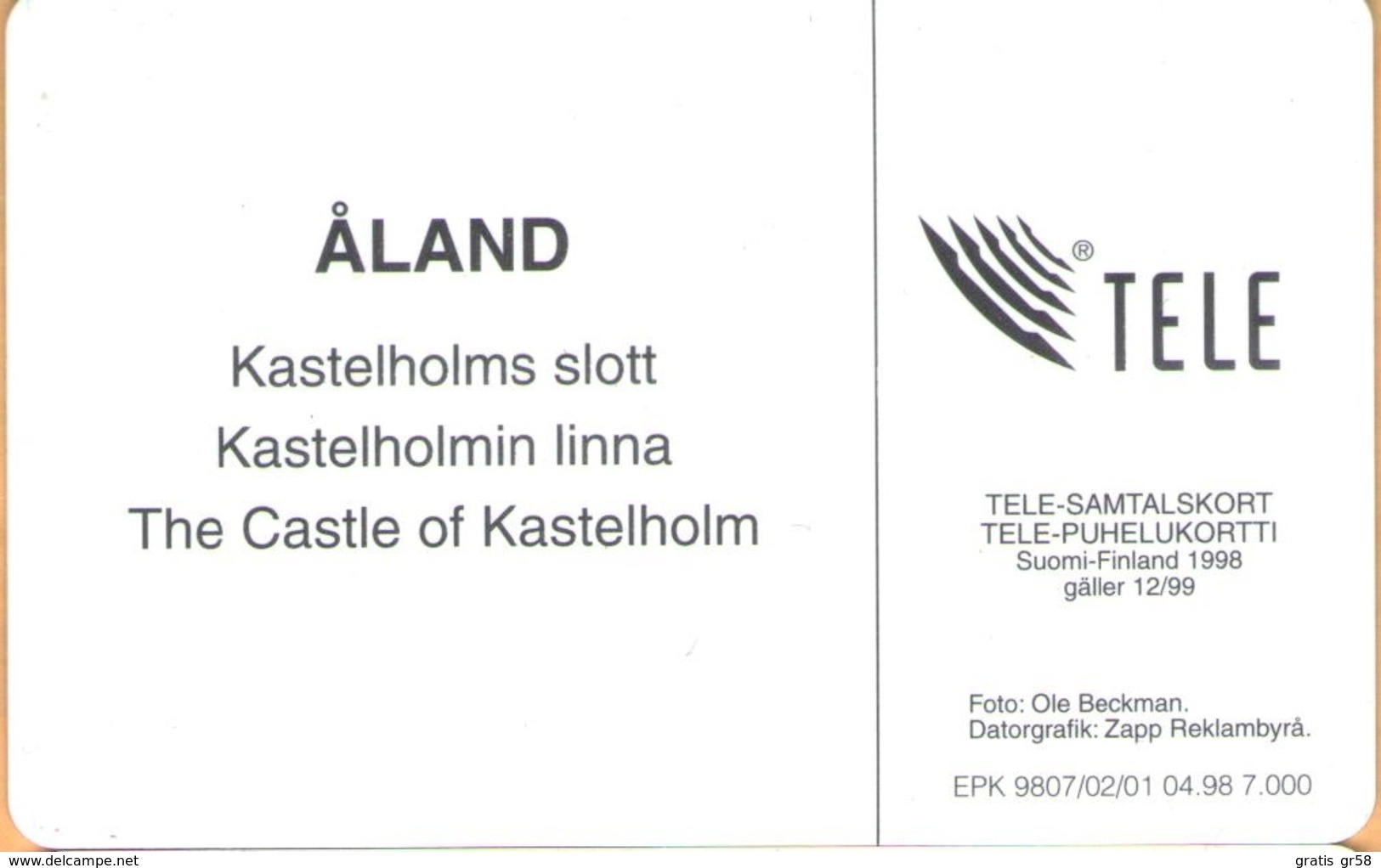 Aland - AX-ALP-0018, The Kastelholm Castle, 7.000ex, 3/98, Mint - Aland