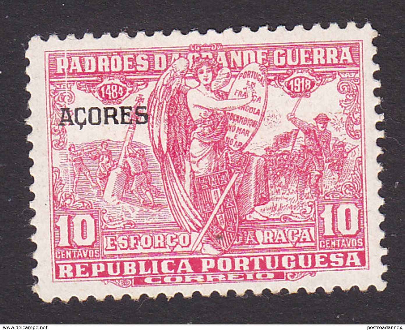 Azores, Scott #RA7, Mint Hinged, Postal Tax Overprinted, Issued 1925 - Açores