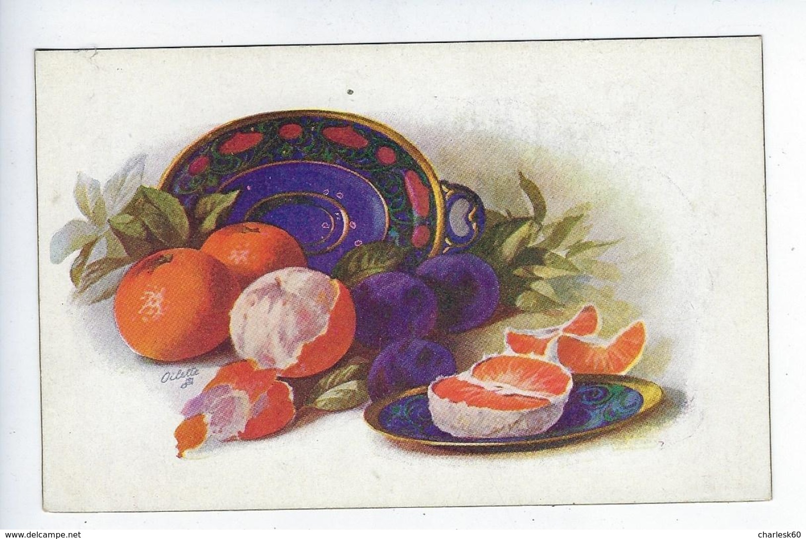CPA Mandarines Prunes Assiettes Vaisselle Oilette Tuck Still Life N° 2634 - Sonstige & Ohne Zuordnung