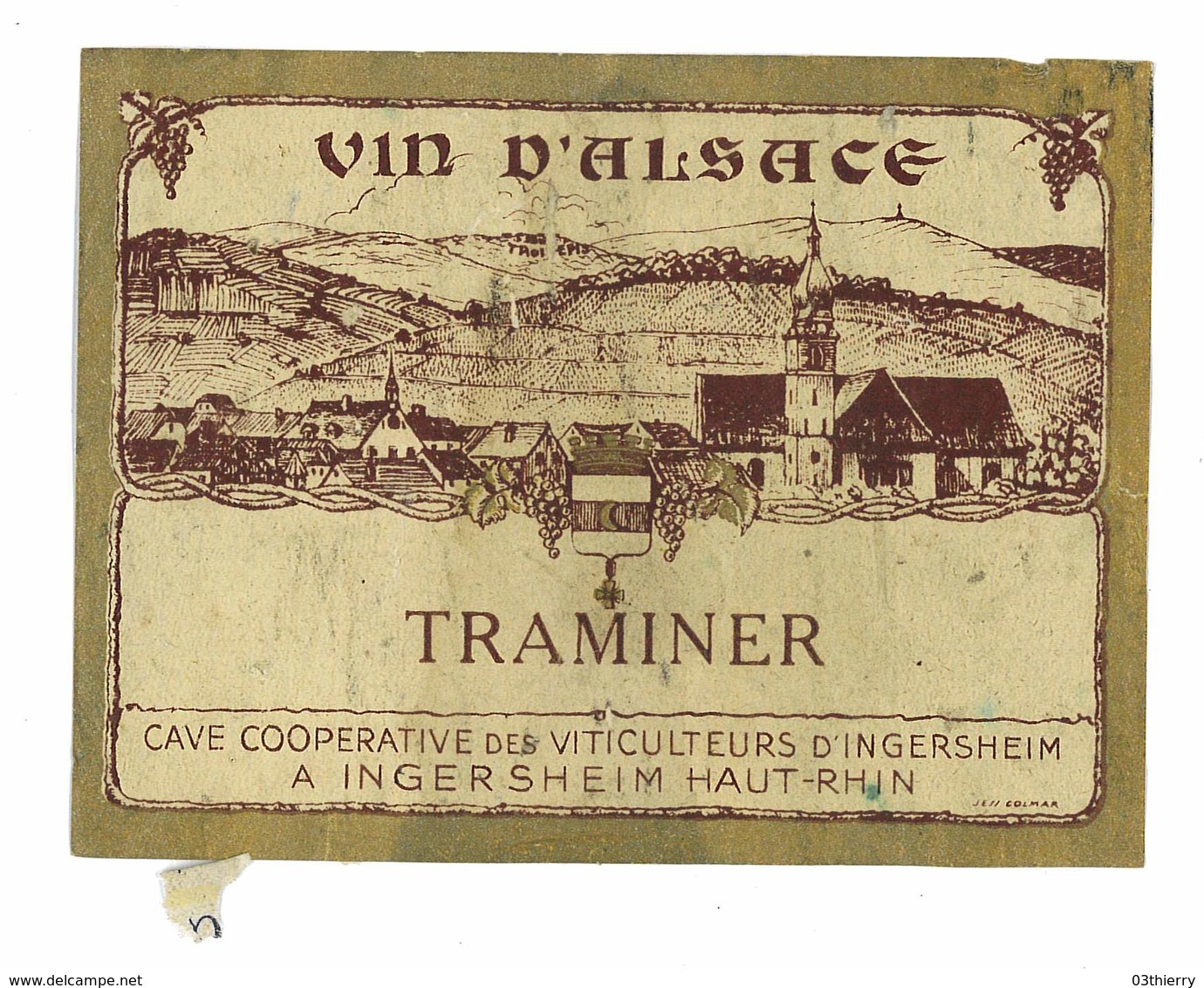 ETIQUETTE VIN ALSACE TRAMINER INGERSHEIM - Autres & Non Classés