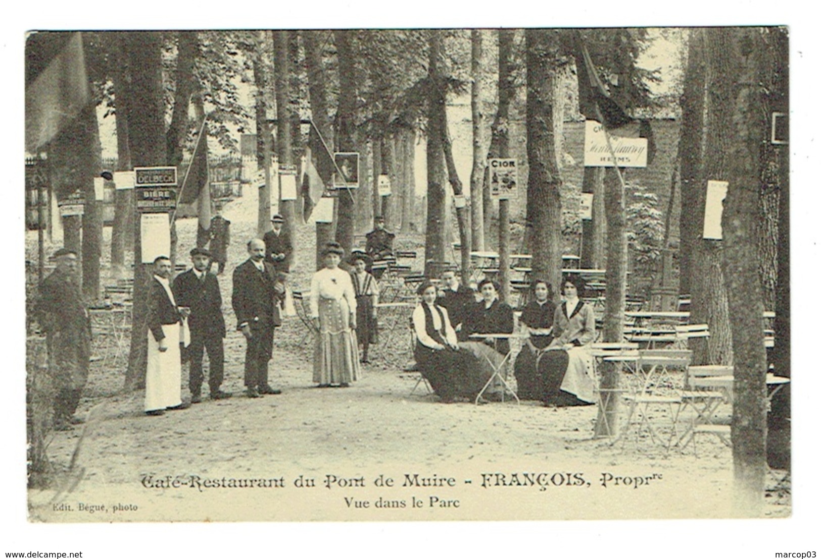 MARNE 51 TINQUEUX Café Restaurant Du Pont De Muire François Propriétaire  Vue Dans Le Parc - Autres & Non Classés