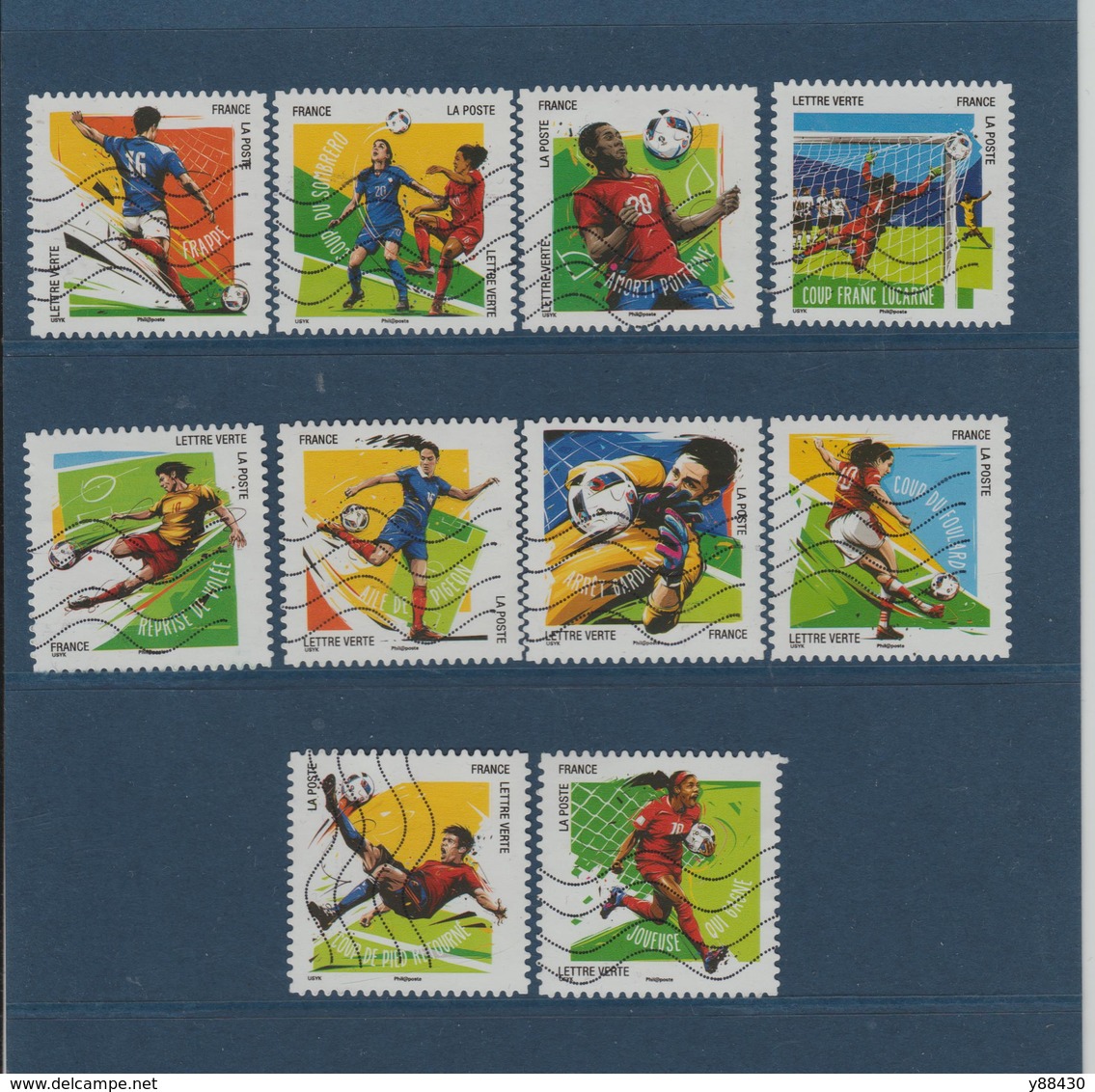 1278 Au 1287 De  2016 - Adhésif Oblitéré - Série : FOOT - Les 10 Plus Beaux Gestes Des Footballeurs - Série 10 Timbres . - Usati