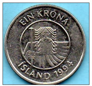 (r65) ICELAND / ISLANDE  1 KRONA 1994 - Islanda