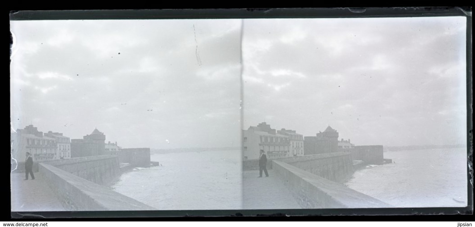 Lot De 14 Plaques De Verre Stéréo Négatives Saint Malo Bateaux Voiliers MEZ1 --  GF - Plaques De Verre