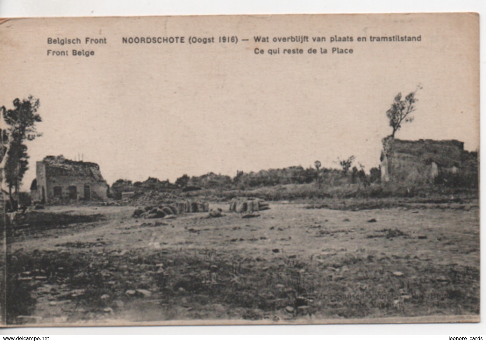Cpa.Belgique.Noordschote.ce Qui Reste De La Place.Front Belge.Guerre 14-18.1917 - Lo-Reninge