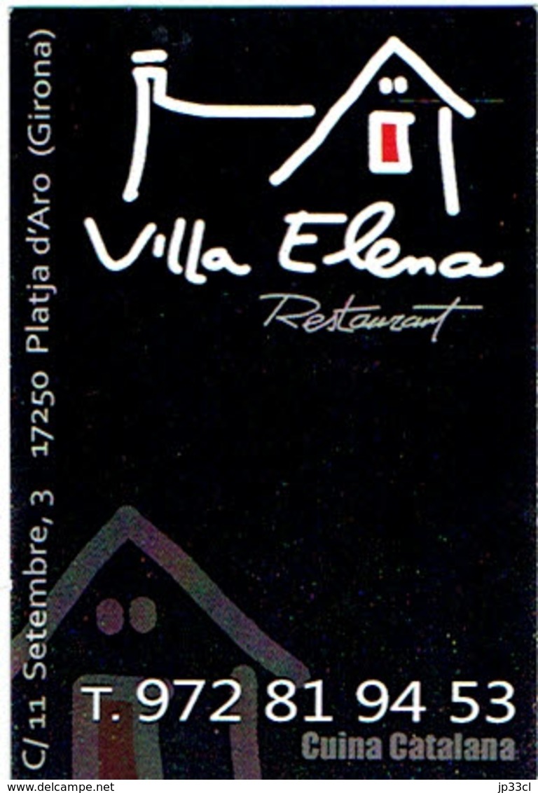 Carte De Visite Du Restaurant Villa Elena, Platja D'Aro (Espagne) Vers 2014 - Cartoncini Da Visita