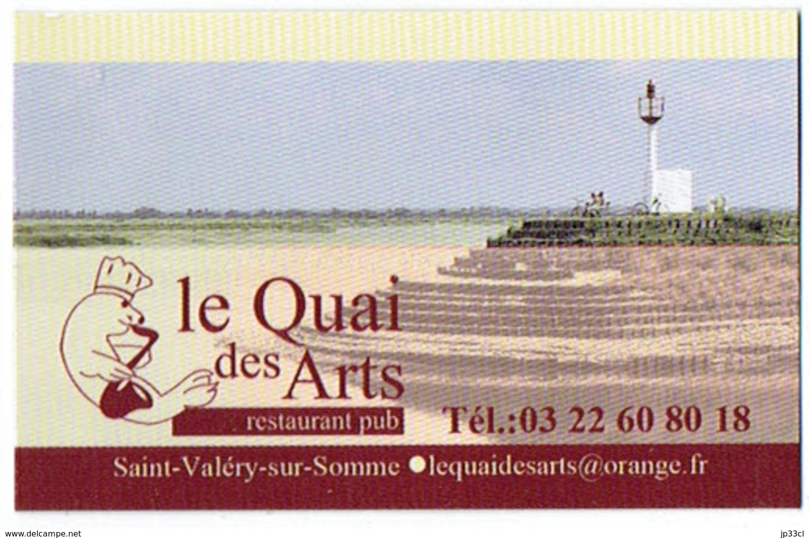 Baie De Somme Carte De Visite Du Restaurant Pub Le Quai Des Arts, Saint Valéry Sur Somme (vers 2014) - Visitekaartjes