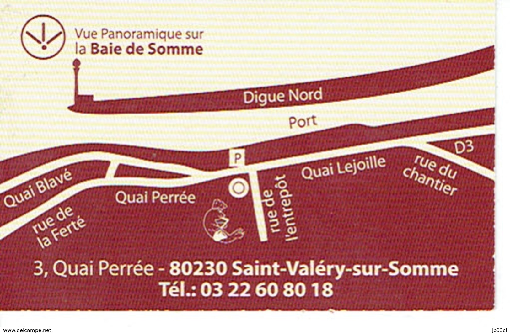 Baie De Somme Carte De Visite Du Restaurant Pub Le Quai Des Arts, Saint Valéry Sur Somme (vers 2014) - Cartes De Visite