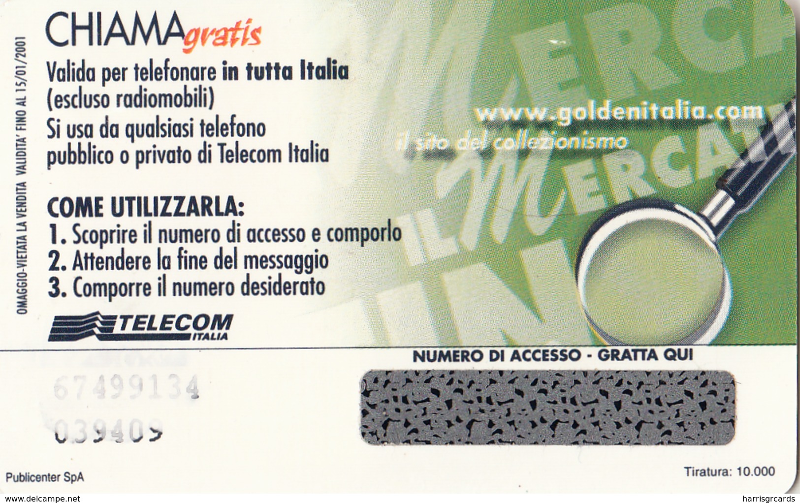 ITALY - Guardia Svizzera 4/6, Tirage 10.000,  CHIAMA GRATIS 5 M, Mint - Collections