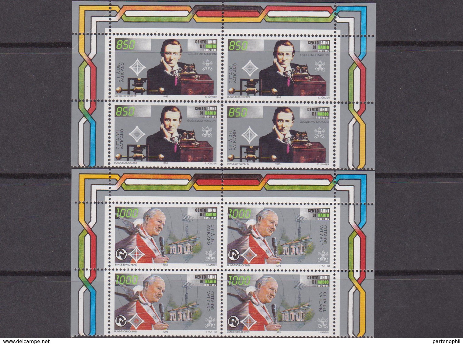 1995 Vaticano Radio Marconi G. P. II Emissione Congiunta Italia 2  Joint Issue - Joint Issues