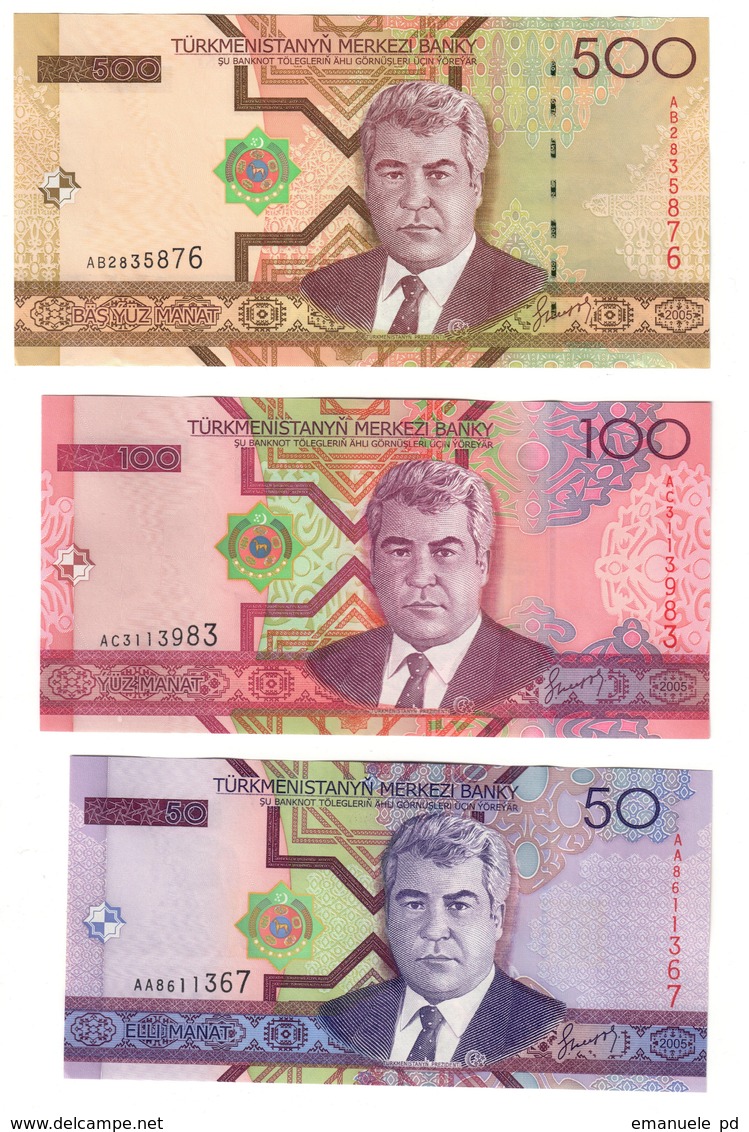 Turkmenistan Lot Set 3 Banknotes UNC .C2. - Turkmenistan